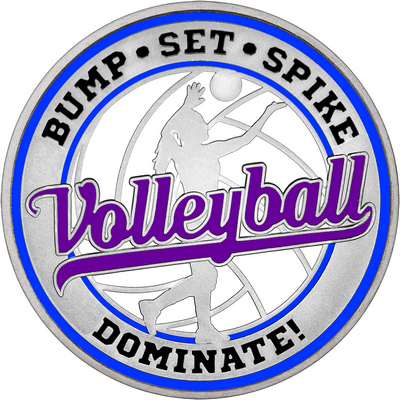 Purple "Volleyball" with Royal Blue Outer Circular Borders